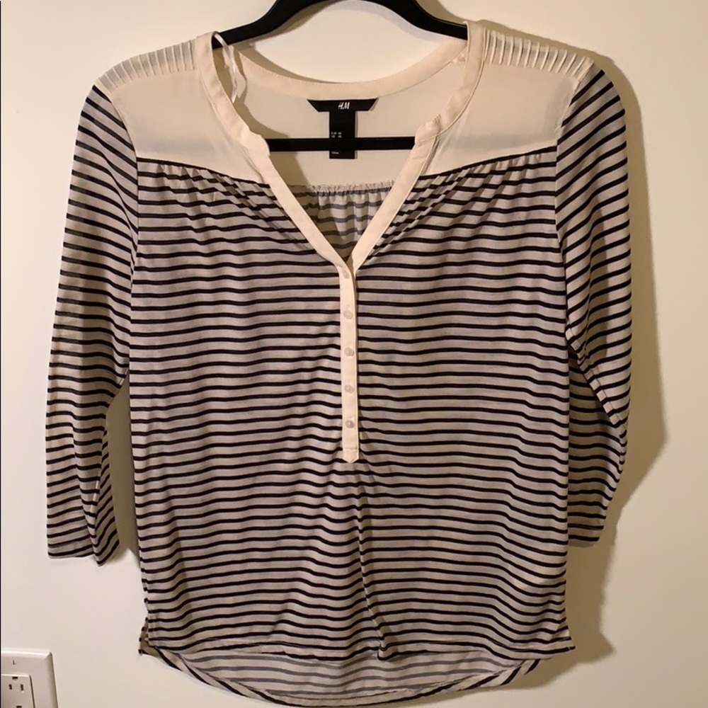 Black and cream cotton 3/4 top